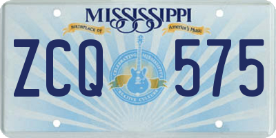 MS license plate ZCQ575