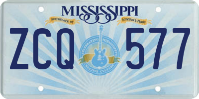 MS license plate ZCQ577