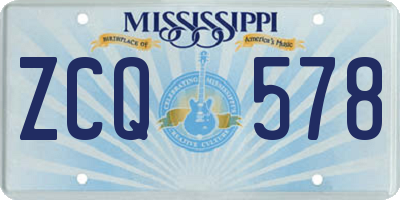 MS license plate ZCQ578