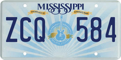MS license plate ZCQ584