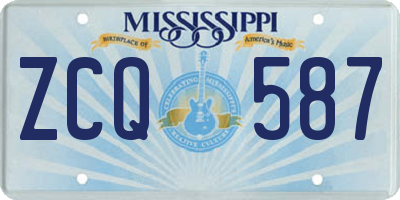 MS license plate ZCQ587