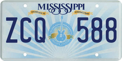 MS license plate ZCQ588