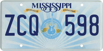 MS license plate ZCQ598