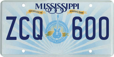 MS license plate ZCQ600