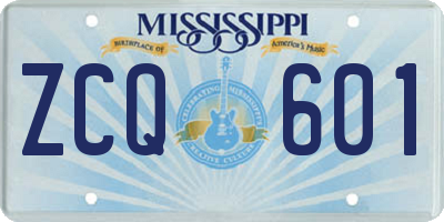 MS license plate ZCQ601