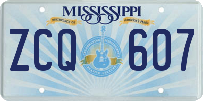 MS license plate ZCQ607