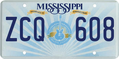 MS license plate ZCQ608