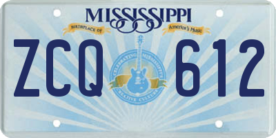 MS license plate ZCQ612