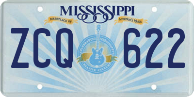 MS license plate ZCQ622