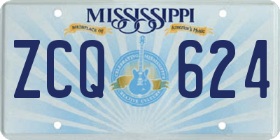 MS license plate ZCQ624