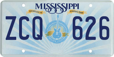MS license plate ZCQ626