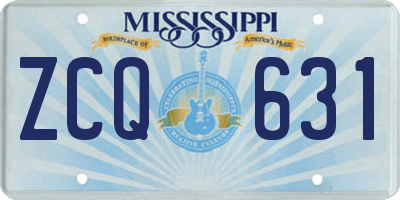MS license plate ZCQ631