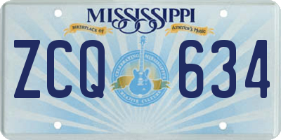 MS license plate ZCQ634
