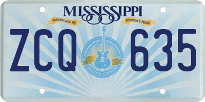 MS license plate ZCQ635