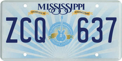 MS license plate ZCQ637