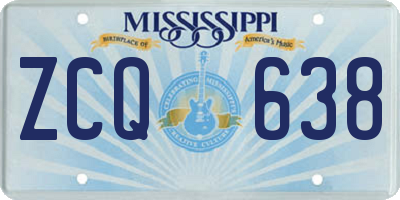 MS license plate ZCQ638