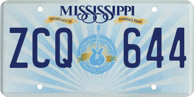 MS license plate ZCQ644