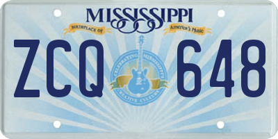 MS license plate ZCQ648