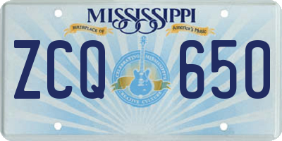 MS license plate ZCQ650