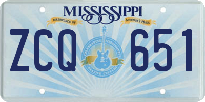 MS license plate ZCQ651