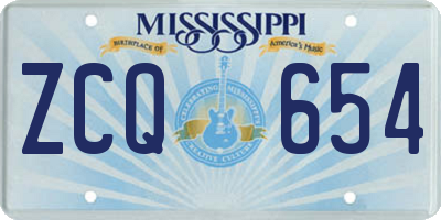 MS license plate ZCQ654