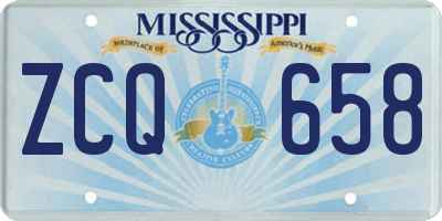 MS license plate ZCQ658