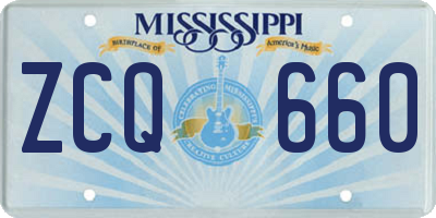 MS license plate ZCQ660
