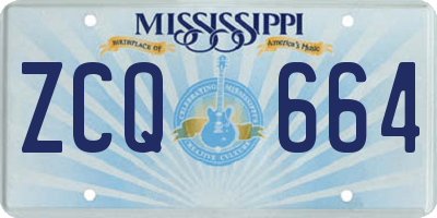 MS license plate ZCQ664