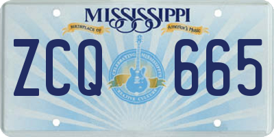 MS license plate ZCQ665