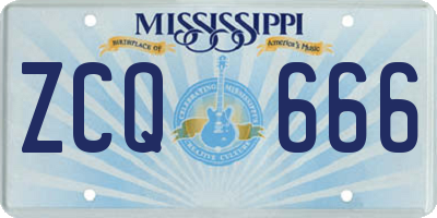 MS license plate ZCQ666
