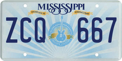 MS license plate ZCQ667
