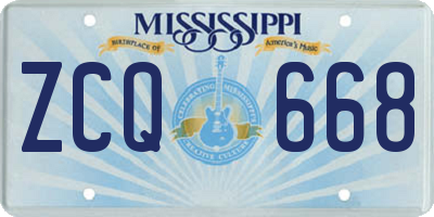 MS license plate ZCQ668