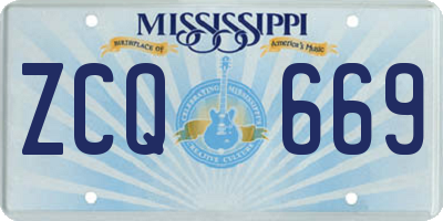 MS license plate ZCQ669