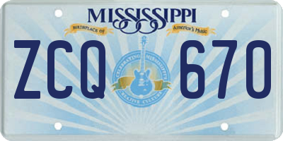 MS license plate ZCQ670