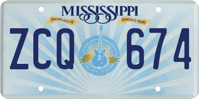 MS license plate ZCQ674