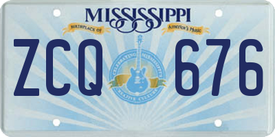 MS license plate ZCQ676