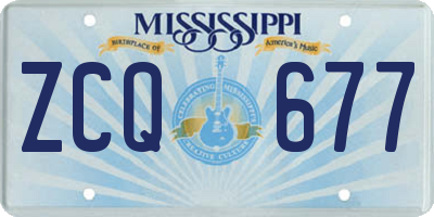 MS license plate ZCQ677