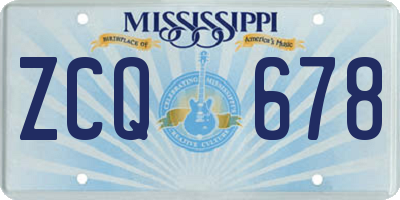 MS license plate ZCQ678
