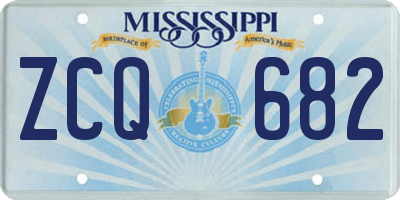 MS license plate ZCQ682