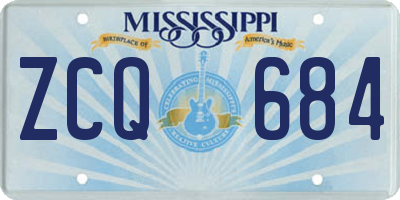 MS license plate ZCQ684
