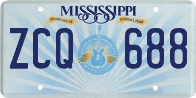 MS license plate ZCQ688