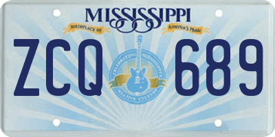 MS license plate ZCQ689