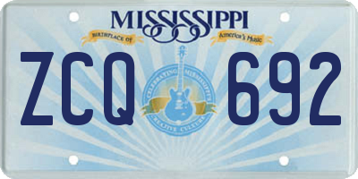 MS license plate ZCQ692