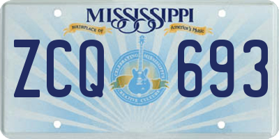 MS license plate ZCQ693