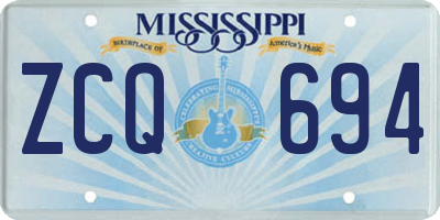 MS license plate ZCQ694