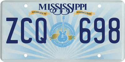 MS license plate ZCQ698