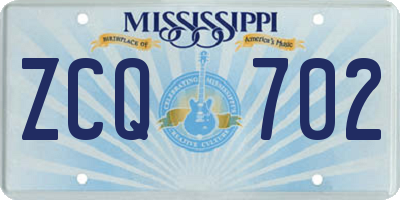 MS license plate ZCQ702