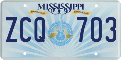 MS license plate ZCQ703