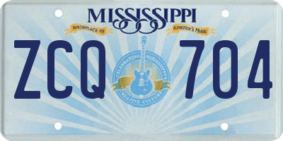 MS license plate ZCQ704
