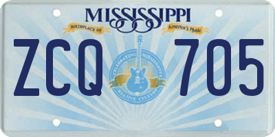 MS license plate ZCQ705